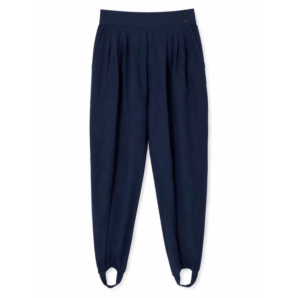 Vintage Counterparts Navy Stirrup Pants Women's 10 High Rise Pleated Tapered 90s